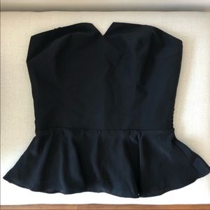 Amanda uprichard M black silk peplum strapless top